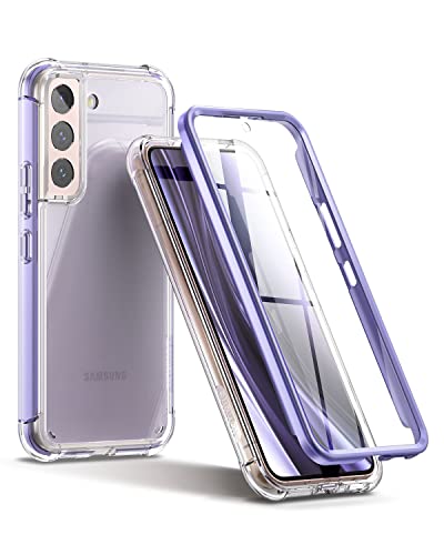 SURITCH for Samsung Galaxy S22+ Plus Clear Case 6.6" (Only), [Built-in Screen Protector] Full Body Protective Hard Shell+Soft TPU Phone Case for Samsung S22 Plus -(Lavender Blue Edge) - color: Lavender Blue Edge