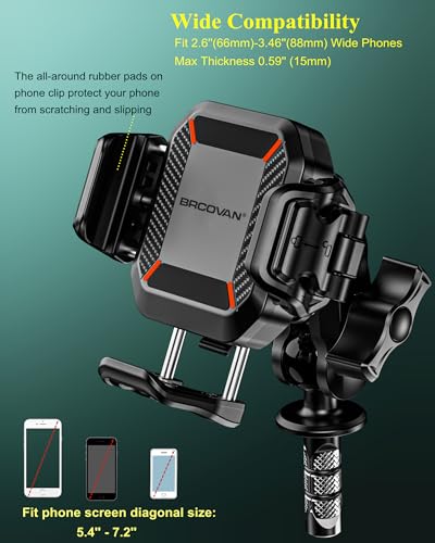 BRCOVAN Anti-Theft Motorcycle Fork Stem Phone Mount with Vibration Dampener