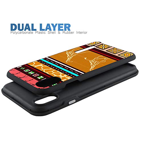 CasesOnDeck Case Compatible with [Apple iPhone X | iPhone Xs][Grip Tactical] iPhone Xs Hybrid Bump and Drop Protection Case Slim Fit Dual Layer Cover (Giraffe Tribal) - color: Giraffe Tribal
