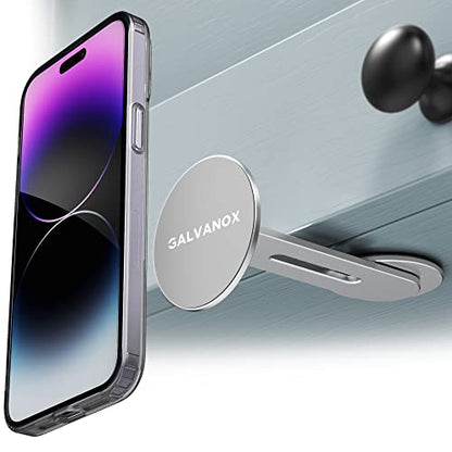 GALVANOX Magnetic Phone Holder, Fold-Away Swivel Stand Compatible with MagSafe for iPhone 12,13,14,15, 16 Pro Max | Bedroom Nightstand, Desk, Kitchen and More (Low Profile Sidemount/Under-Mount)