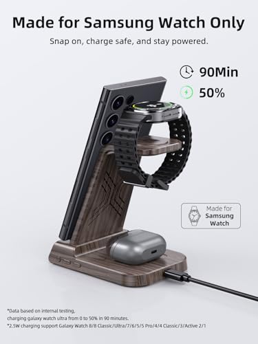 Wireless Charger for Samsung, Android Charger for Samsung Galaxy S25 Ultra - color: Woodgrain