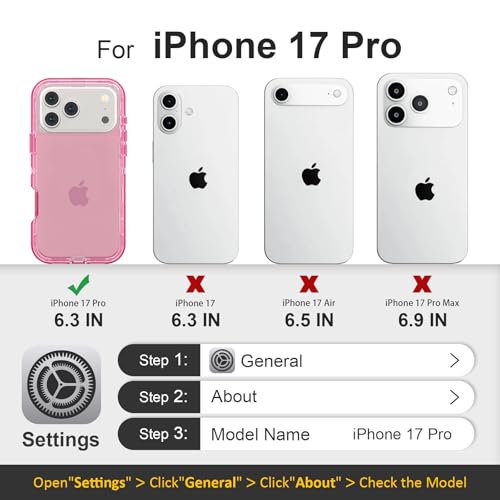 Follaroma for iPhone 17 Pro Case, Heavy Duty Shockproof Protection Phone Cases, Anti-Drop, Dual Layer Transparent Protective Cover Compatible with iPhone 17 Pro, 6.3 inch, Crystal Pink - color: Pink, size: iPhone 17 Pro 6.3‘’