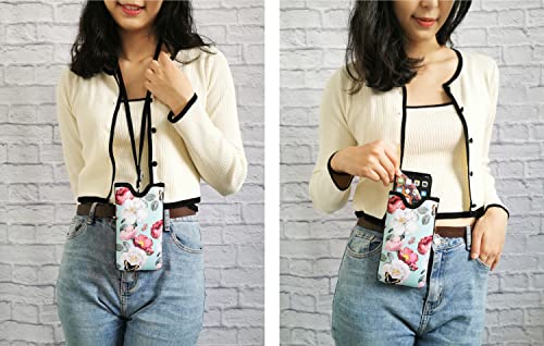 Tainada Neck Cell Phone Pouch Case Carrier w/Belt Loop (Turquoise Floral) - color: Turquoise Floral