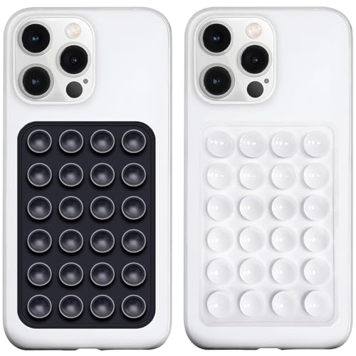 LvShuLiangPin Anteel 2 Pack Silicone Suction Phone Case Mount, Silicon Adhesive Phone Grip for Smartphones, Hands-Free Mirror Shower Phone Holder for Selfies, Tiktok Videos (Black&White) - color: Black&White