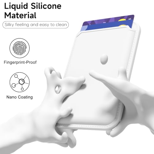 LoeoeL Magnetic Phone Wallet Compatible with Magsafe Wallet, Silicone ID Credit Card Holder Wallets for Back of Phone Pocket, Slim Thin Pouch Sleeve Wallets for iPhone Samsung Pixel, White - color: White