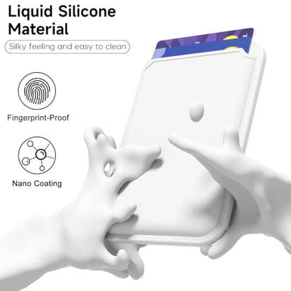 LoeoeL Magnetic Phone Wallet Compatible with Magsafe Wallet, Silicone ID Credit Card Holder Wallets for Back of Phone Pocket, Slim Thin Pouch Sleeve Wallets for iPhone Samsung Pixel, White - color: White