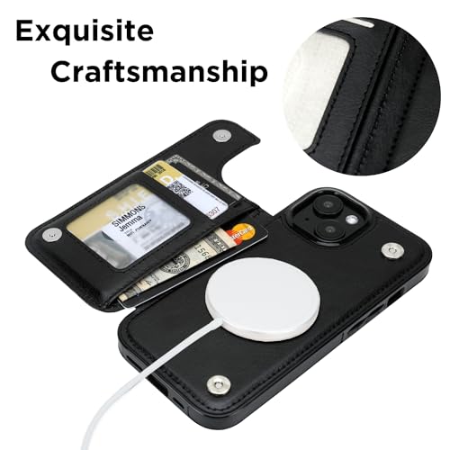 uCOLOR for iPhone 13/14 Wallet Case Magsafe with Card Holder Slot Ferns | Compatible with MagSafe,Folio Flip PU Leather Magnetic RFID Design with Camera Lens Protector - color: Ferns
