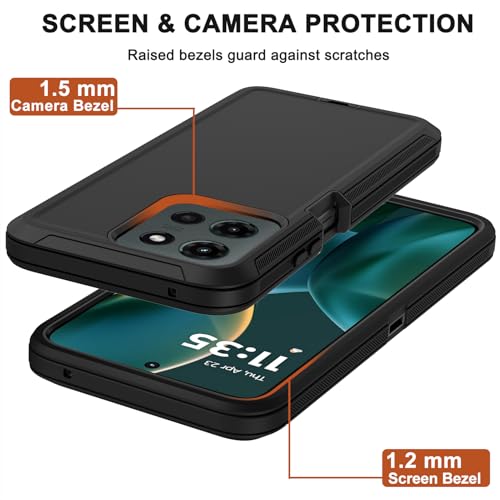 for Motorola Moto G 2026/2025 Case,Moto G Play 2026 Case,with Belt Clip Holster,2X Screen Protector,Heavy Duty Military Grade Full Body Shockproof Dust-Proof Rugged Protective Cover(Black) - color: Black