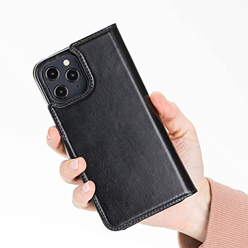 Venito Florence Leather Wallet Phone Case Compatible with iPhone 13 Pro Max (6.7 inch) - Extra Secure with RFID Blocking - Detachable Phone Wallet (Rustic Black)* - color: Rustic Black, size: iPhone 13 Pro Max