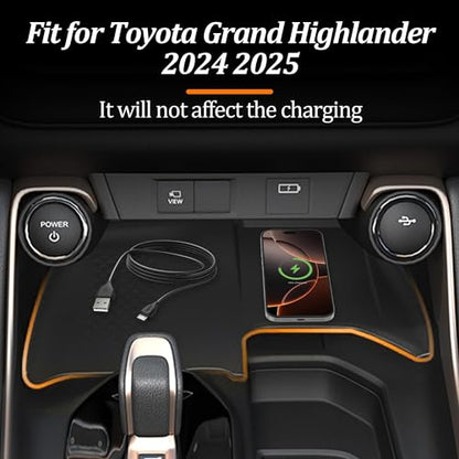 Wireless Charging Mat Compatible with 2024 2025 Toyota Grand Highlander, Non-Slip Silicone Protective Liner for Interior Accessories