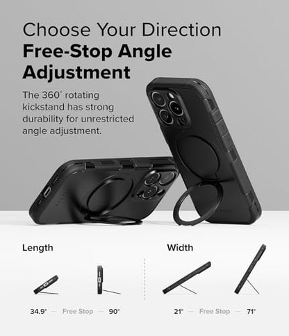 Ringke for iPhone 16 Pro Case [Alles Black] | Compatible with MagSafe, 360° Rotating Kickstand, Camera Control Capture Button Protection, Powerful Magnet - color: Black, size: iPhone 16 Pro