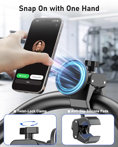 Phone Holder for Peloton Bike, Magnetic Phone Mount Clamp for Spin Bicycles