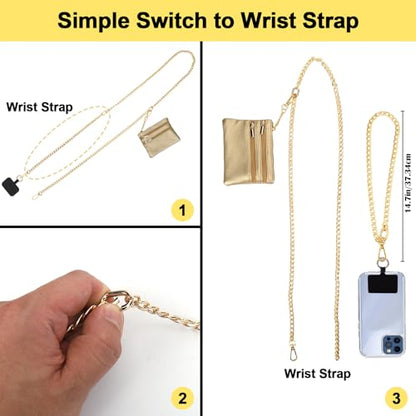 XANGNIER Clip and Go Strap for Phone with Wallet Crossbody,Chain Gold - color: Chain Gold
