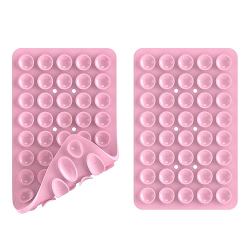 Double Sided Silicone Suction Phone Holder Mount, Silicon Accessory for iPhone and Android, Hands-Free Mirror Shower Phone Holder, TikTok Videos and Selfies (Combo E) - color: Combo E