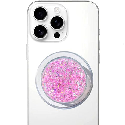 Magnetic Retractable Phone Stand, Phone Grip, Suitable for Round Foldable Phones and Tablet Accessories - Transparent ShinePowder (Magnetic Pink) - color: Magnetic pink