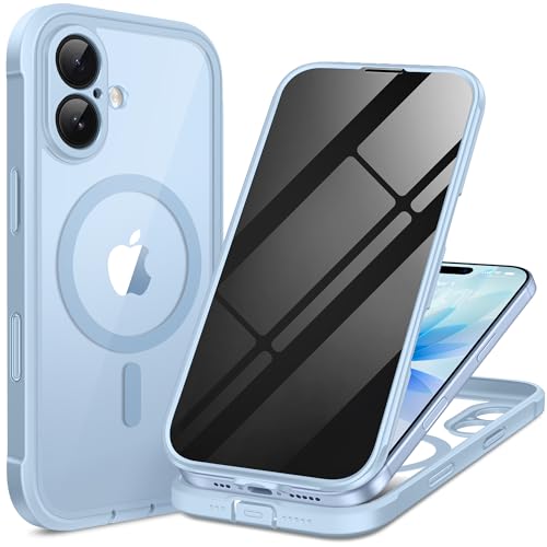 BERFY for iPhone 17 Case, Compatible with MagSafe, Built-in Privacy Screen Protector, Camera Protection, Shockproof Full Body Phone Case 6.3", Clear Blue - color: Light Blue, size: For Iphone 17 6.3 Inch