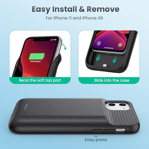 Feob Battery Case for iPhone 11/XR,[2026 Upgraded] 7500mAh Ultra-Slim Portable Extended Charger Case Cover for iPhone 11/XR Charging Case (6.1 Inch)-Black - color: Black