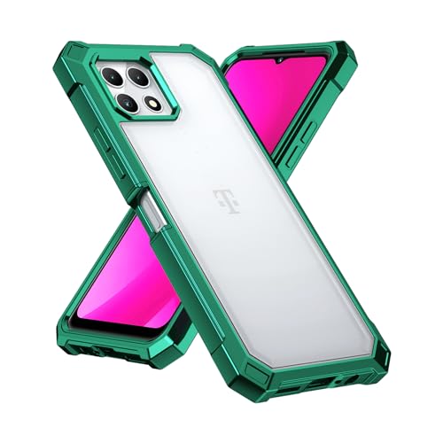 Ailiber Case for REVVL 7, T-Mobile REVVL 7 5G Phone Case with Screen Protector,Dual Layer Shockproof Bumper, Clear Transparent Anti Yellowing, Military Grade Drop Protection Cover-Green - color: Crystal Clear & Green