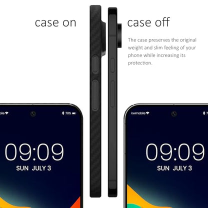 kalibri Aramid Fiber Case Compatible with Google Pixel 9 Pro - Case Super Slim Strong Protective Phone Cover - Black Matte - size: Pixel 9 Pro