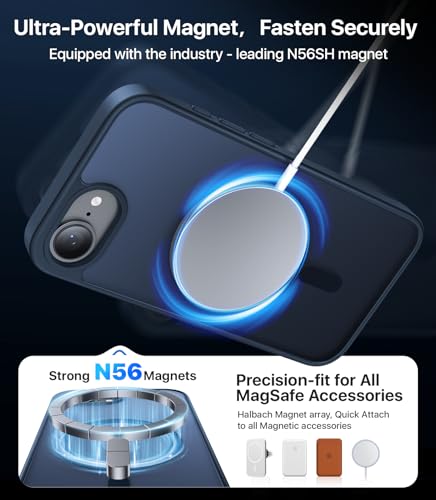 Eastinbox Magnetic iPhone 17e & 16e Case, Matte Protective Case, Blue | Shockproof, Compatible with MagSafe, Military-Grade Protection, Anti-Yellowing, Phone Case for iPhone 17 e/16 e 6.1" - color: Deep Blue