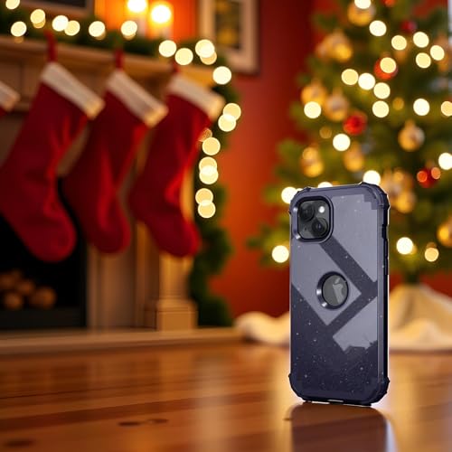 IDweel for iPhone 15 Case with Screen Protector,Luxury 3 in 1 Shockproof Slim Fit Hybrid Heavy Duty Protection Glitter Hard PC Cover Soft Silicone Sturdy Bumper Full Body Case,Glitter Navy Blue - color: Glitter Navy Blue