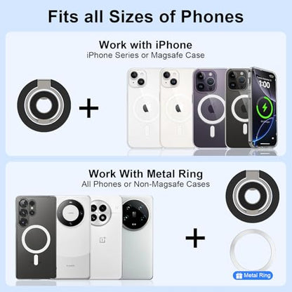 Magnetic Phone Ring Holder for Samsung Galaxy S26 S25 Ultra S25 S24 FE S24 - color: black