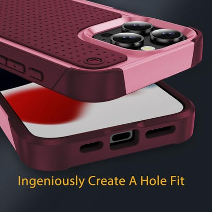 Designed for iPhone 16 Pro Max Case 2 in 1 Gift Militay Grade Drop Protective Rugged Heavy Duty Cover Shockproof Case for iPhone 16 Pro Max Phone Case for Women Men Boy Girl (Pink) - color: Pink