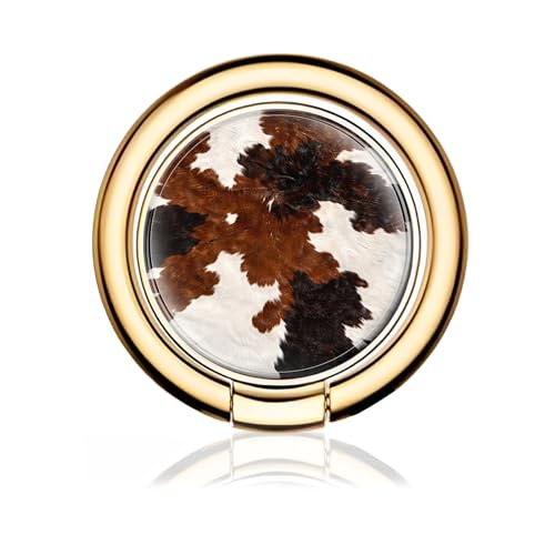 Cell Phone Ring Holder, Cute Metal Phone Grip Stand Finger Ring Kickstand, Flexible 360°Rotation Phone Tablet Case Accessories Compatible with Most Phones Brown Cowhide Print - color: Brown Cowhide Print