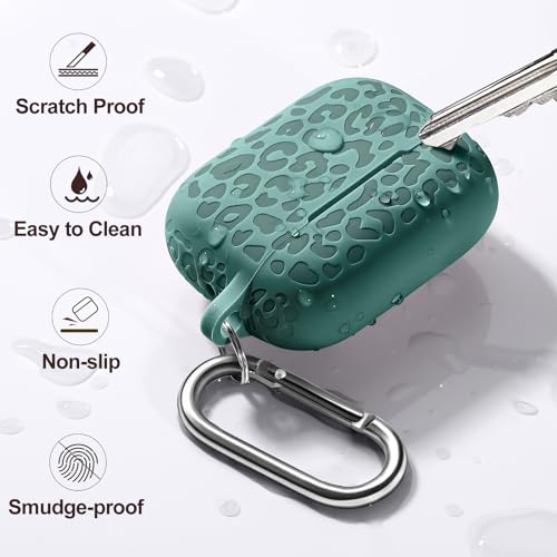 for Airpods Pro 2nd Generation Case,Engraved Soft Silicone Skin Cover Full Protective Case Compatible with Apple AirPods Pro 2nd,Front LED Visible (Pinggreen, AirPods Pro 2/1) - color: Green, size: Airpods Pro 2/1 Case