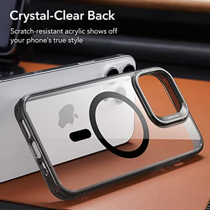 ESR Magnetic Phone Case for iPhone 14 Pro Max, Compatible with MagSafe, Built-in Camera Ring Stand, Military-Grade Protection, Classic Kickstand Case (HaloLock),Clear Black - color: Clear Black, size: iPhone 14 Pro Max 6.7inch