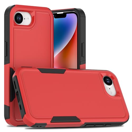 for iPhone 16E / iPhone 17E Case: Dual Layer Protective Heavy Duty Cell Phone Cover Shockproof Rugged with HD Screen Protector - Military Protection Bumper Tough - for iPhone 16E / iPhone 17E, Red - color: Red (PC) + Black (TPU)