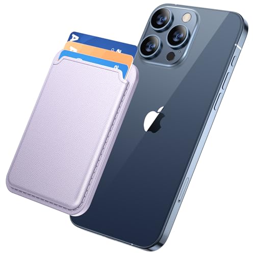 Miracase Magnetic Wallet, Compatible with MagSafe Wallet, 3-Card Holder, for iPhone 15/14/13/12 Series，Purple - color: C-Purple, style: Basic Wallet