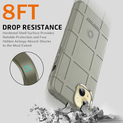 Rugged Shield 8ft Drop Proof TPU Thick Armor Tactical Protective Case Compatible with iPhone 15 Plus (6.7 inches) - Light Clay - color: Light Clay, size: iPhone 15 Plus