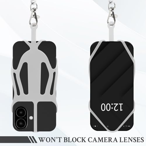 HOTEMIA Silicone Phone Lanyard Holder with Carabiner, Universal Phone Strap,Anti-Theft Phone Case with retractable tether - color: Transparent