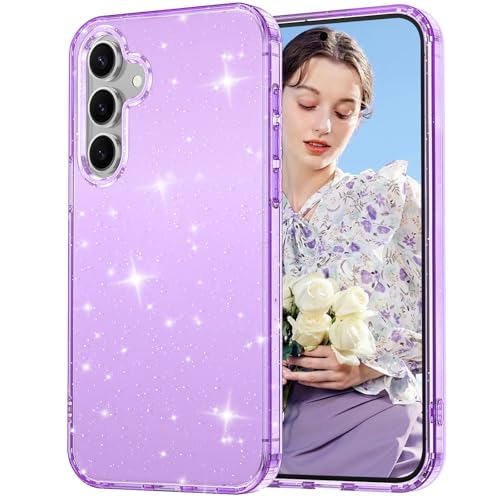 Glitter Case for Samsung Galaxy A16 5G Case, Bling Glitter Shockproof Phone Case for Galaxy A16 Case, Anti-Yellowing Clear Glittering Protective Case for Women and Girls (Purple) - color: Purple, size: A16
