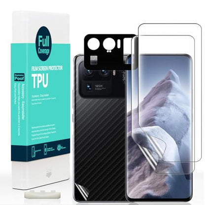 Ibywind 2 Pcs Screen Protector For Xiaomi 11 Ultra(5G/4G) 6.81",Flexible TPU Film,With 1Pc Camera Lens Protector,1Pc Back Film,Bubble Free[Easy to install] - size: Xiaomi 11 Ultra 6.81 inch