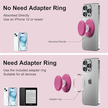 MOROCK Grip for Kindle with Kickstand and Magnetic Stand, Soft Silicone Magnetic Finger Grip for Kindle, iPhone and Smartphone, Cute Magnetic eReaders Holder, Raspberry - color: Raspberry