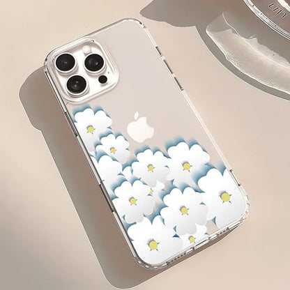 IAIYOXI Clear Case for iPhone 16 Pro, [Crystal Clear Military-Grade Drop Protection], Non-Yellowing, Slim Lightweight Transparent TPU Bumper Phone Case Cover Design - White Flower - color: White Flowers, size: iPhone 16 Pro