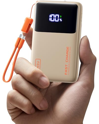 INIU Power Bank, Compact 10000mAh 45W PD Fast Charging Portable Charger - color: Beige
