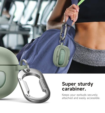 SURITCH Case for Raycon Everyday Earbuds (2024 Edition), Shockproof Magnetic Case for Raycon Bluetooth True Wireless in-Ear Buds Headphones, Protective Cover with Magnetic Lid Lock & Carabiner, Green - color: Green