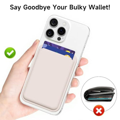 LoeoeL Magnetic Phone Wallet Compatible with Magsafe Wallet, Silicone ID Credit Card Holder Wallets for Back of Phone Pocket, Slim Thin Pouch Sleeve Wallets for iPhone Samsung, Beige Stone - color: Beige