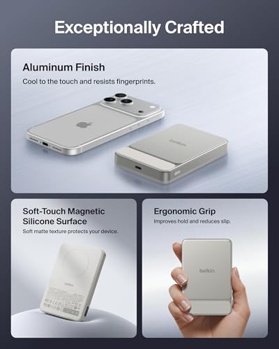 Belkin 10000mAh Qi2 25W Slim Portable Charger Power Bank with USB C Cable - color: Sand