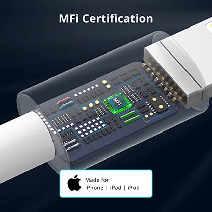 USB C to Lightning Cable 1M Apple MFi Certified iPhone Fast Charger Cable - color: White