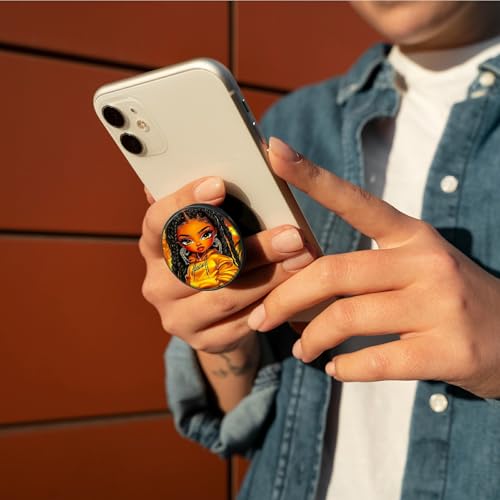 2 Pack Cell Phone Grip with Expanding Kickstand, Girl Yellow Clothes - color: Girl Yellow Clothes