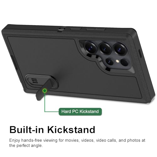 for Samsung Galaxy S26 Ultra Case, Heavy Duty Shockproof Phone Case with Built-in Kickstand + Screen Protector [Black/Black] - size: for Galaxy S26 Ultra