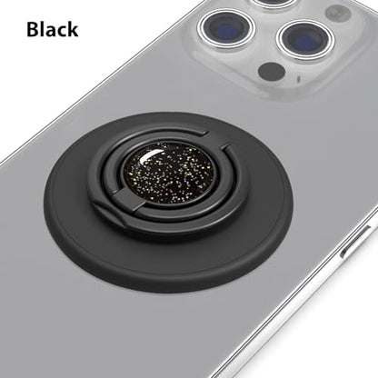 Magnetic Phone Grip Compatible with MagSafe, Magnetic Phone Ring Holder Finger Kickstand Wireless Charging Compatible, Double Cell Phone Rings Gripper Stand for MagSafe iPhone - Sparkle Black - color: Sparkle Black