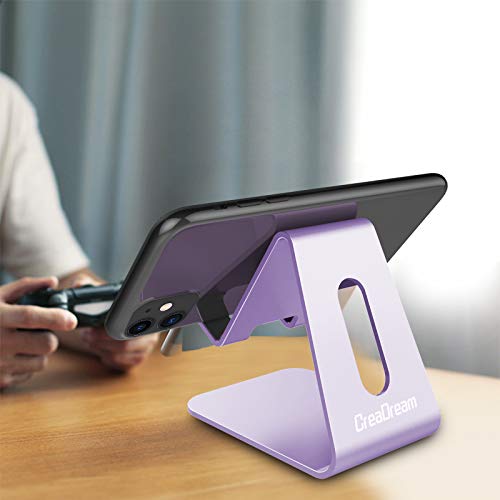 CreaDream Phone Stand Holder, Aluminum Phone Stand for Desk - color: Purple