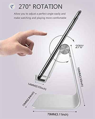 CreaDream Aluminum Cell Phone Stand, Adjustable Phone Holder for Desk - color: Silver