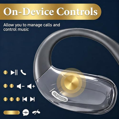 Open Ear Headphones, Wireless Headphones with Smart Digital Display & Mic - color: Gray