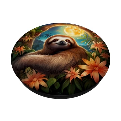 Sloth Jungle Moon PopSockets Standard PopGrip - style: Standard